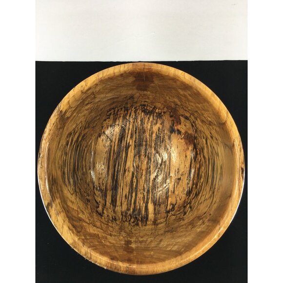 Vintage Wooden Spalted Oak Bowl Round Rustic Farmhouse Decor - Picture 5 of 8